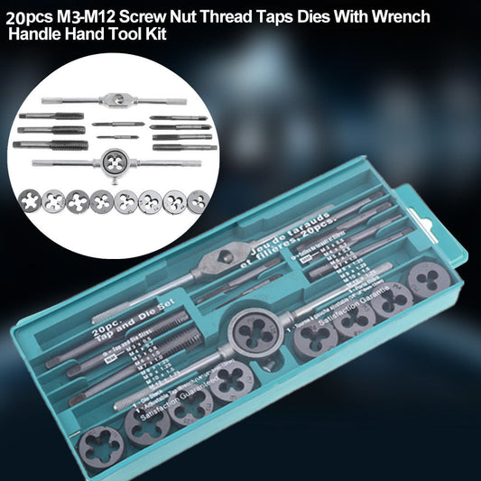 20P M3-M12 Car Thread Repair Hand Universal Tool Metric Screw Wrench Tap Die Kit