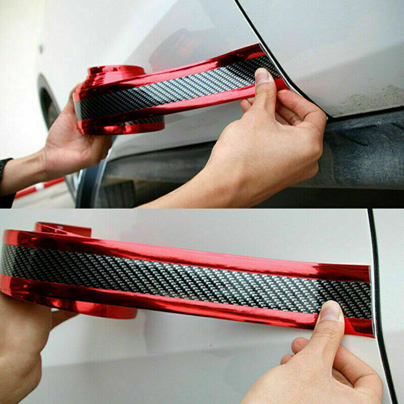 Carbon Fiber Rubber Door Sill Bumper Strip Protectors Car Sticker Accessories