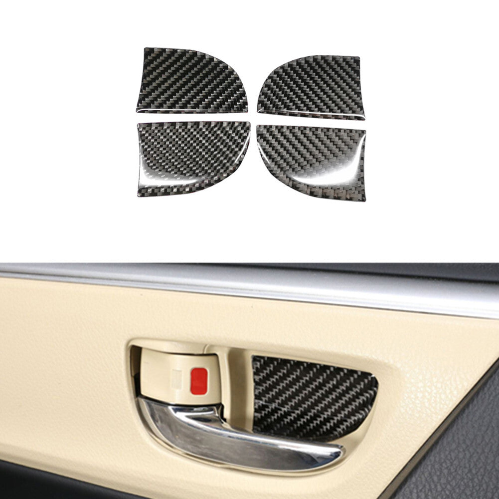 4Pcs Carbon Fiber Interior Door Bowl Stickers Trim for Toyota for Corolla 2014-2018