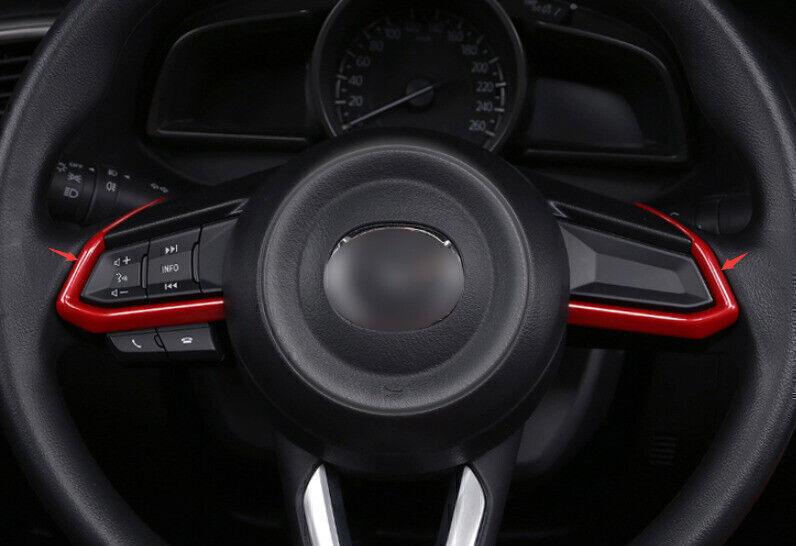 2P for Mazda CX-5 CX5 17-24 Bright Red Steering Wheel Control Button Frame Trims