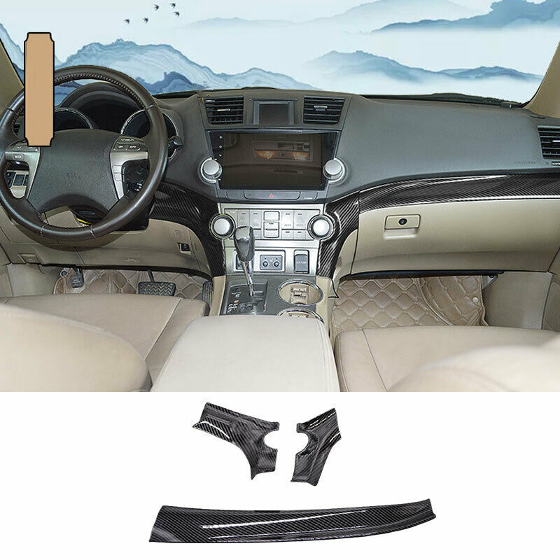 for Toyota Highlander 08-2013 Carbon Fiber Central Console Dashboard Strip Trim