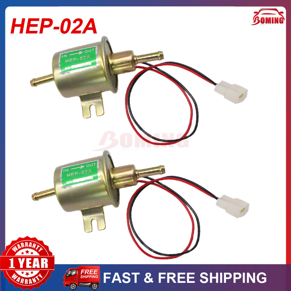 12V Universal Inline Low Pressure Electric Fuel Pump HEP-02A 2PCS For Gas Diesel