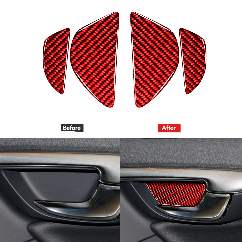Red Carbon Fiber Inner Door Dowl's Decorative Cover Trim for Volvo V60 2010-2017