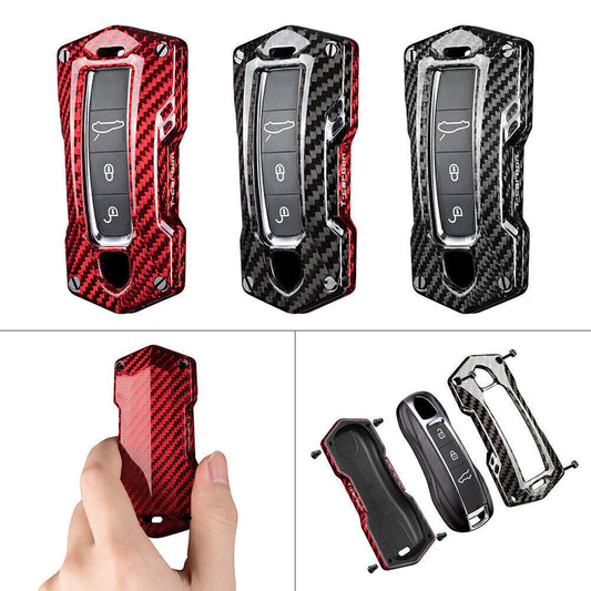 For 2017-2018 for Porsche for Cayenne for Panamera Carbon Fiber Style Car Key Fob Case Cover