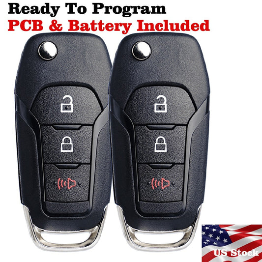 2. Remote control flip keychain, uncut, suitable for Ford F150, F250, F350, 450 (2015, 2016, 2017, 2019-).