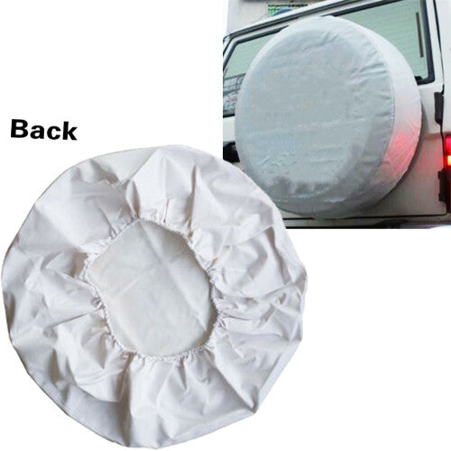 15 Inch Car Spare Tire Cover PVC Water Repellent Elastic Design Waterproof White