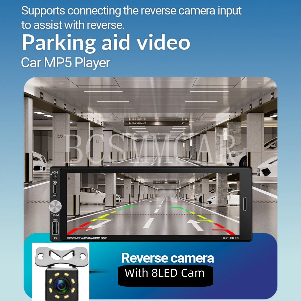 Stereo 6.9in Car Radio MP5 Player Touch Screen Bluetooth FM USB Mirror Link Cam