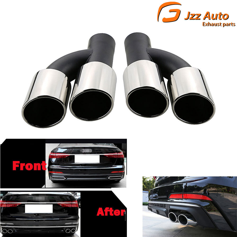 Pair Exhaust Pipe Tips Clamp on for Audi A4 B8 A5 8T A6 C7 A7 4G Q5 8U et72