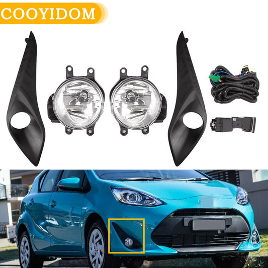1Set Hologen Fog Light Lamp foglights W/Wires Switch for Toyota Prius C 2018