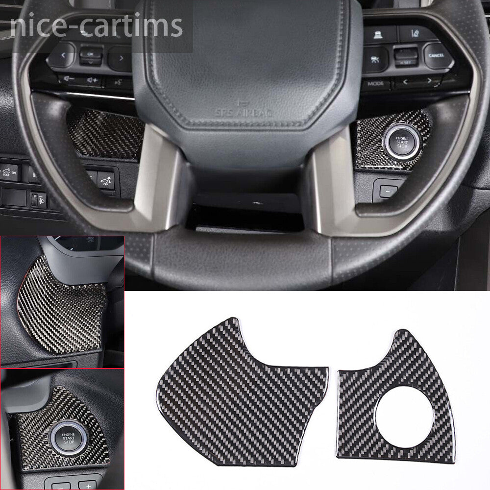 For Toyot@ Tundr@ 2022-2023 Engine Start Stop Switch Button Cover Carbon Fiber¡Á2