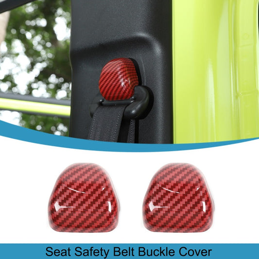 Red Carbon Fiber for Seat Safety Belt Buckle Cover Trim for Suzuki for Jimny 2019-2020