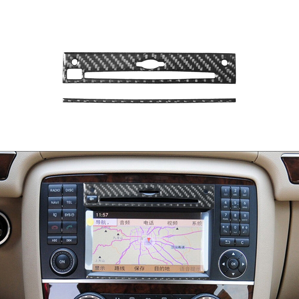for Mercedes R-Class 2009-2012 2X CD Player Trim Cover Carbon Fiber