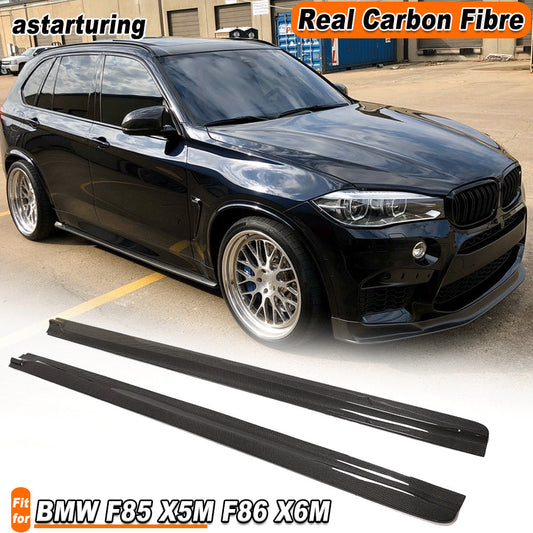 for BMW X5M F85 F15 X6M F86 F16 2016-2018 REAL Carbon Side Skirts Extension Lip