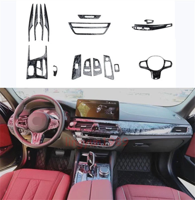For 2018-23 for BMW 5 Series G30 Car Accessories Wood Grain Full Set Trims Kit Cover