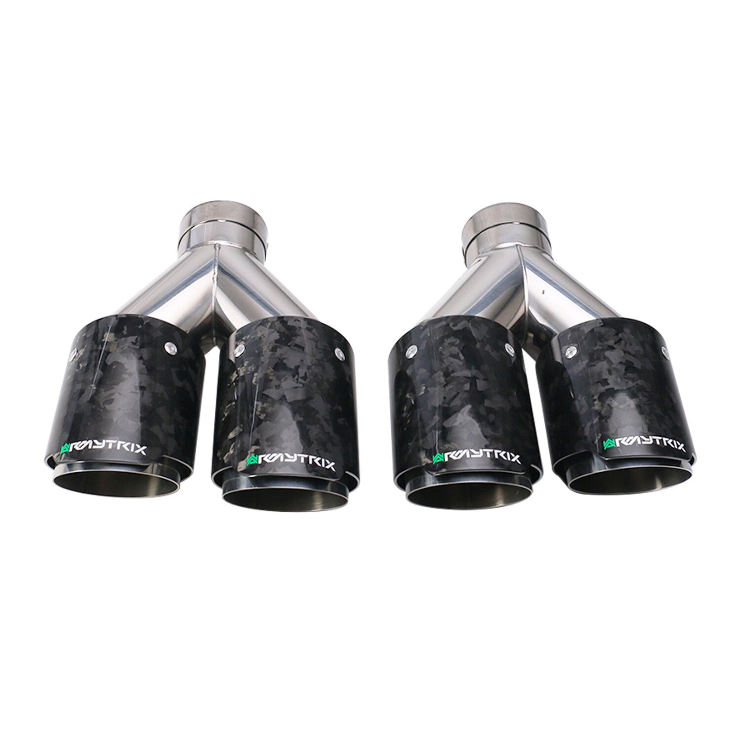 2PCS ID:2.5 63mm OD:3.5 89mm Pair Exhaust Tip Dual Pipe Glossy Black Y-Type T