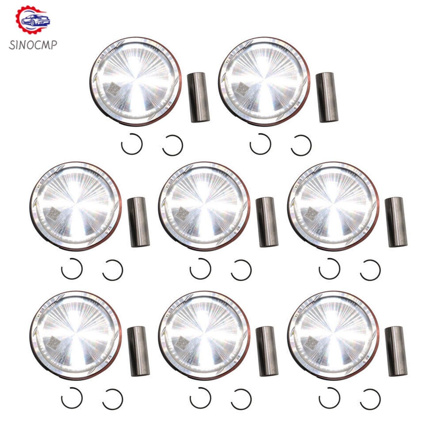 8pcs Piston Set W/Rings Compatible with for Jaguar for F-Type XFR XF XK XKR XJ XJR Land