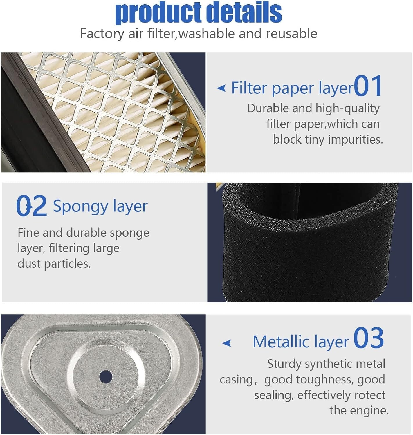 Air Filter for LX172 LX173 LX176 LX178 LX188 Kohler CV13S CV16S CV14