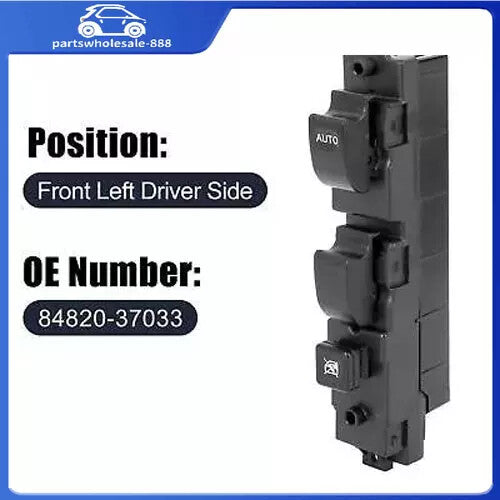84820-37033 Master Driver Side Power Window Switch Replacement Black for Hino