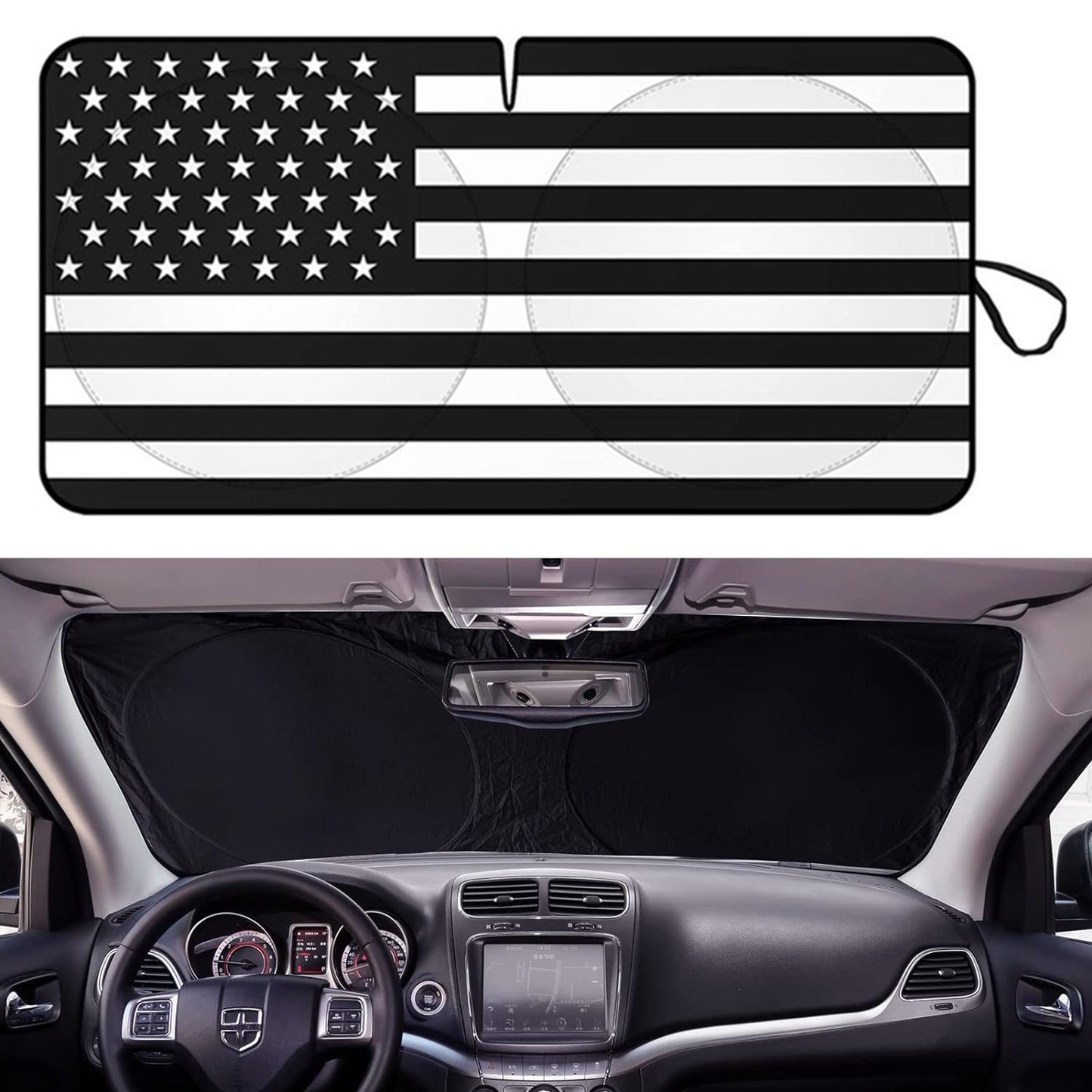 Fits 2009-2024 for Dodge Journey US Flag Car Windshield Sun Shade Front Cover Shield