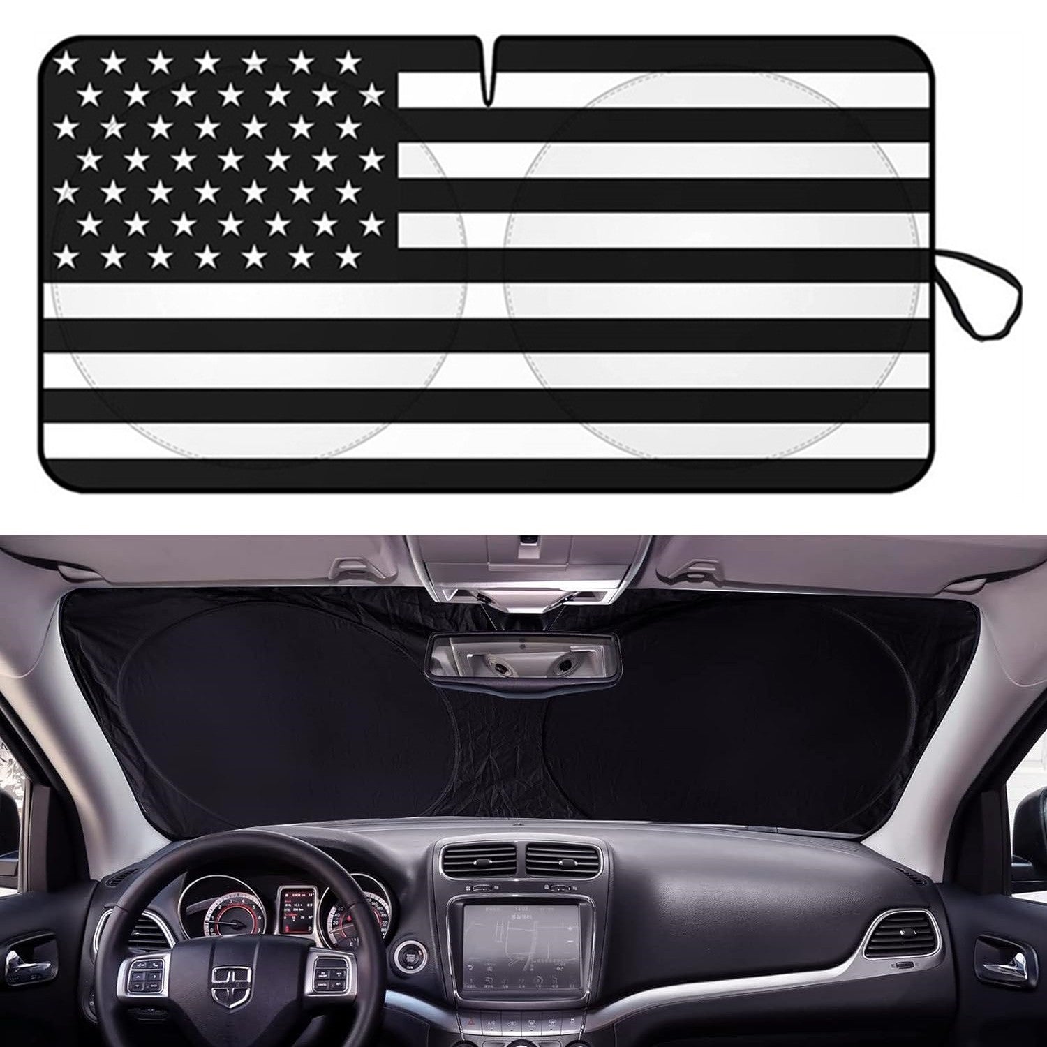 Fits 2009-2024 for Dodge Journey US Flag Car Windshield Sun Shade Front Cover Shield