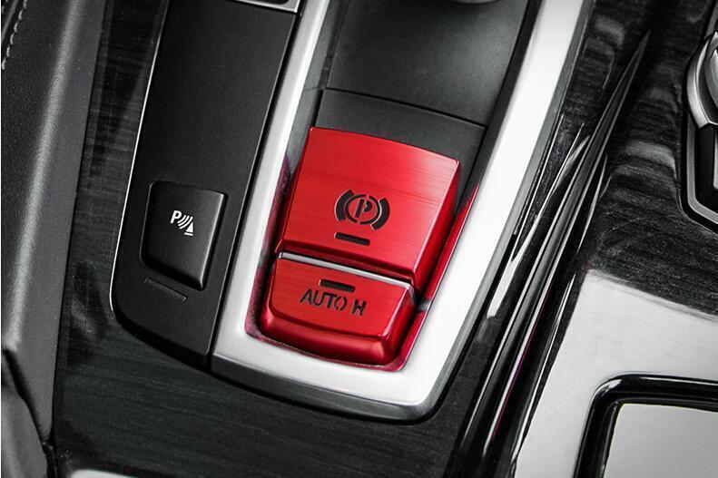for BMW X3 G01 X4 2018-2021 Red Aluminum Console Electronic Handbrake Trim 2PCS