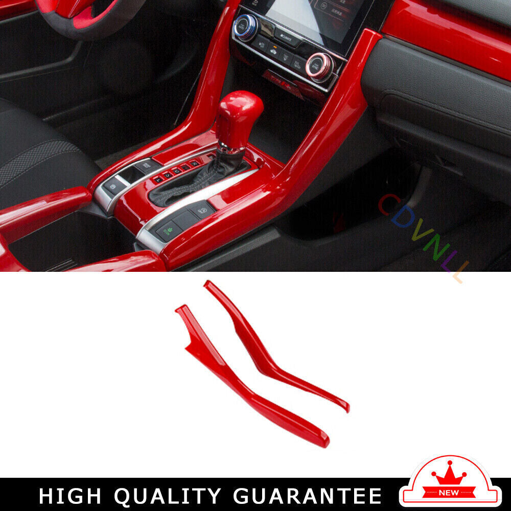 Gear Shift Both Side Cover Trim 2PCS for Honda for Civic 10th 2016-2021 Bright Red