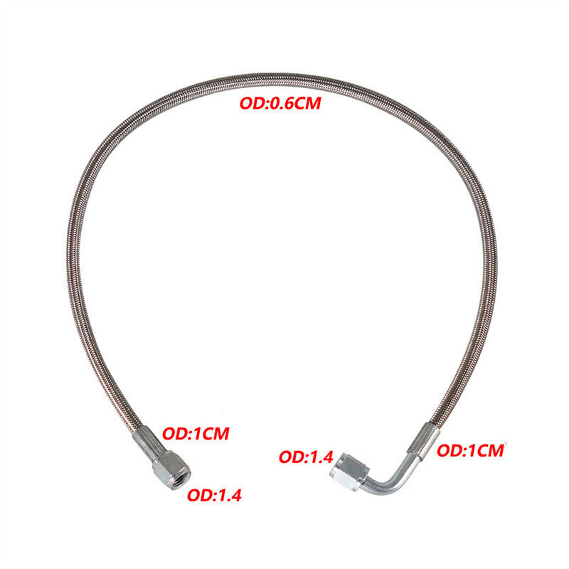 36 Turbo Oil Feed Line Stainless Braided PTFE Line 4AN 90° Straight Hose End