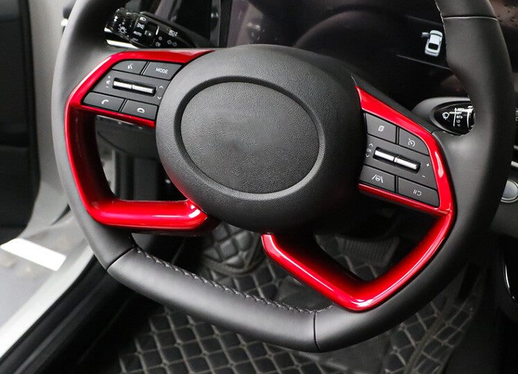 for Hyundai for Elantra 2021-2023 Red Glossy Steering Wheel Button Frame Trim 2PCS