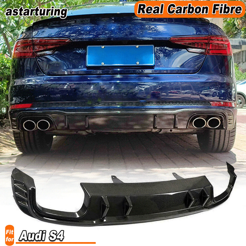Fit for Audi S4 A4 B9 S Line 2018-19 Real Carbon Fiber Rear Bumper Diffuser Lip
