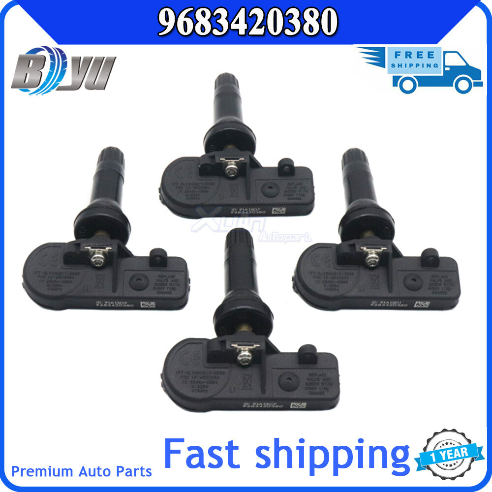 9683420380 is suitable for Peugeot 308 and for Citro?n C4, featuring a 433MHz 4x TPMS tire pressure sensor.