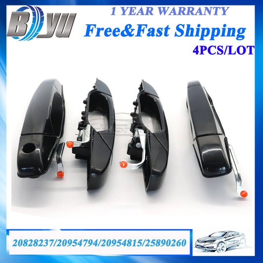 Set of 4 Door Handle Black Front Rear for Chevy for GMC Tahoe for Yukon for Sierra 07-14