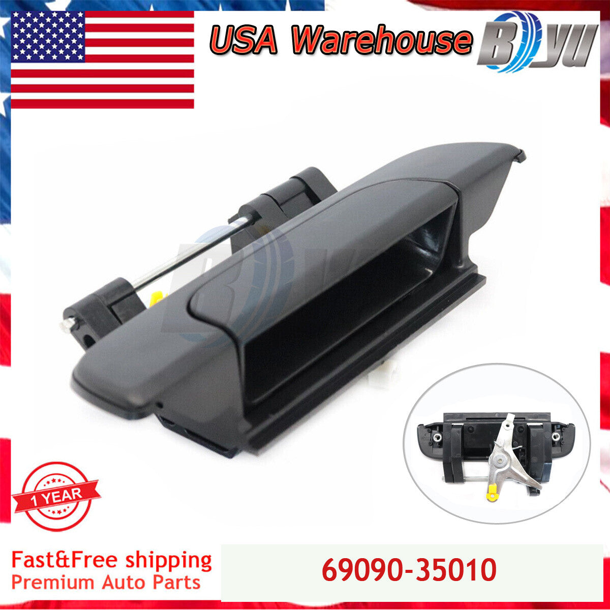 Black Rear Tailgate Handle fits for 69090-35010 for Toyota Tacoma Pickup Truck 95-04