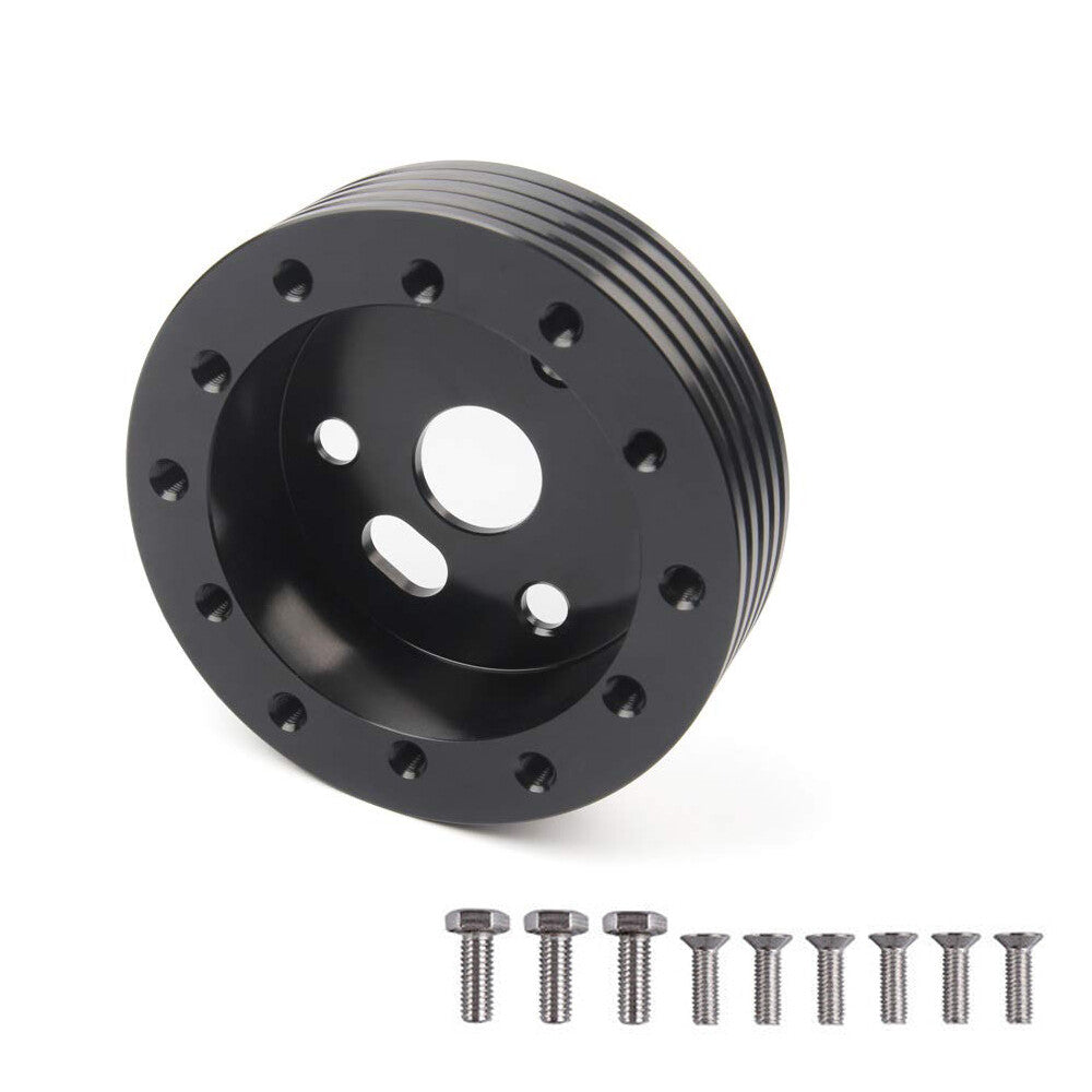 Black 1 Aluminum Steering Wheel Hub Spacer For 6 Hole Wheels to 3 Hole Adapter