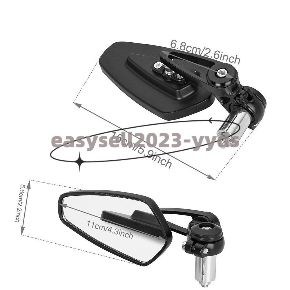 7/8 Universal Motorcycle 22mm Rear View Side Mirror Handle Bar End Rearview