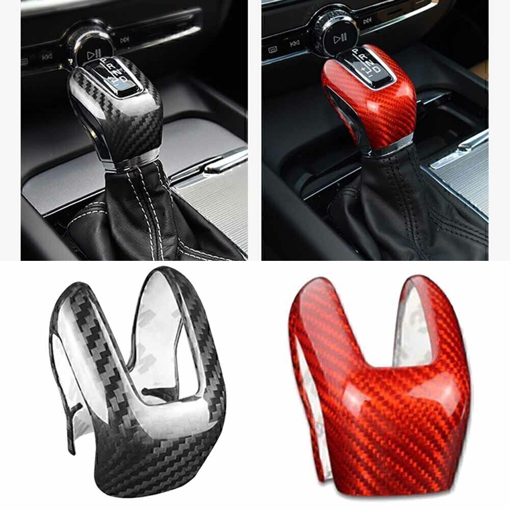 Carbon Fiber Gear Shift Knob Cover Trim for Volvo XC60 XC90 S60 S90 V60 90 Black