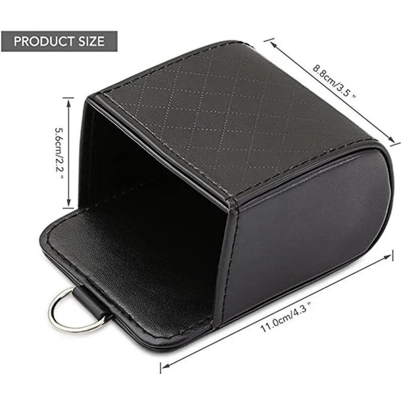1Pc Black Car Phone Holder Storage Bag PU Air Vent Outlet Hanging Organizer Box
