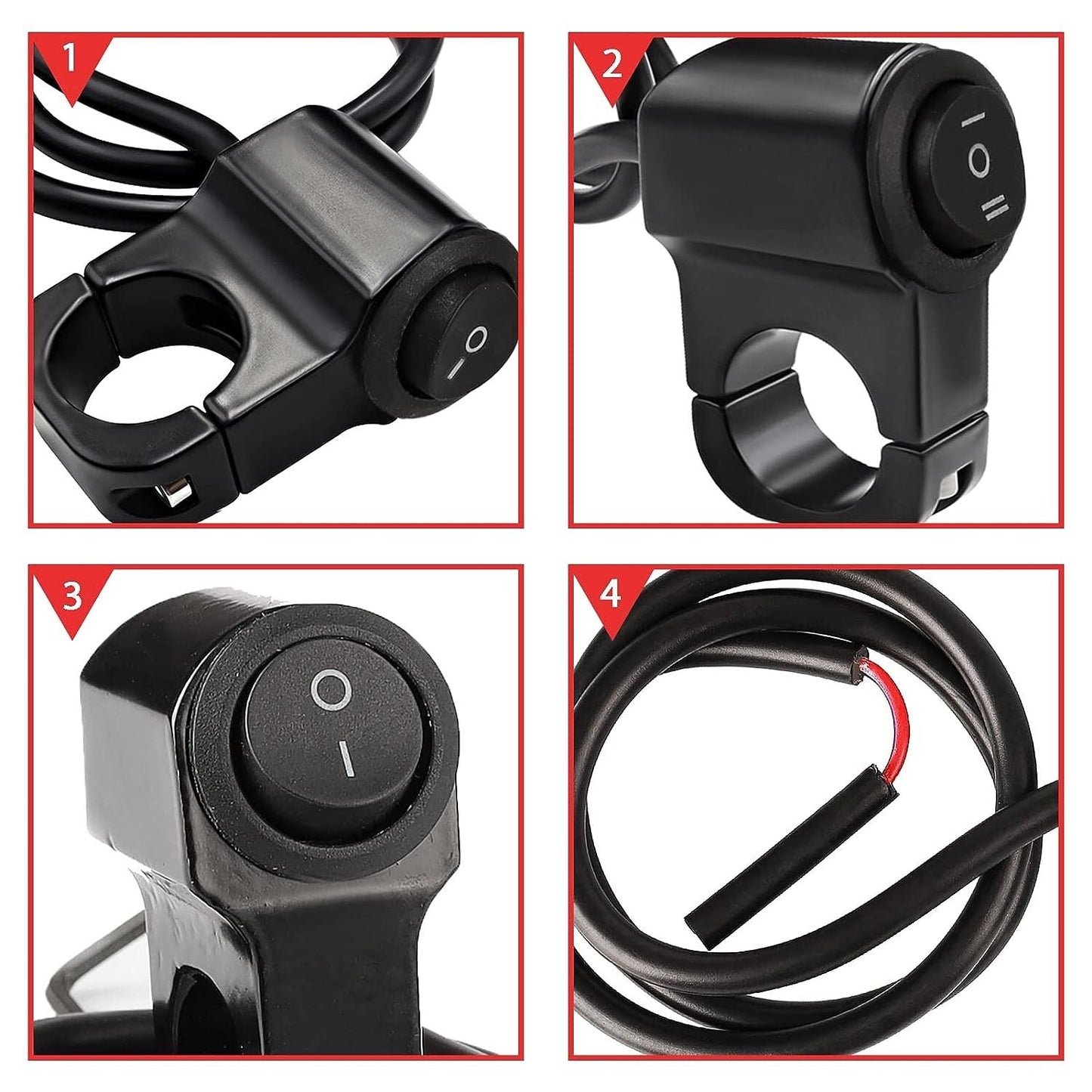 12V Motorcycle Switch Handlebar 22mm for Fog Light Brake Handlebar Switch black