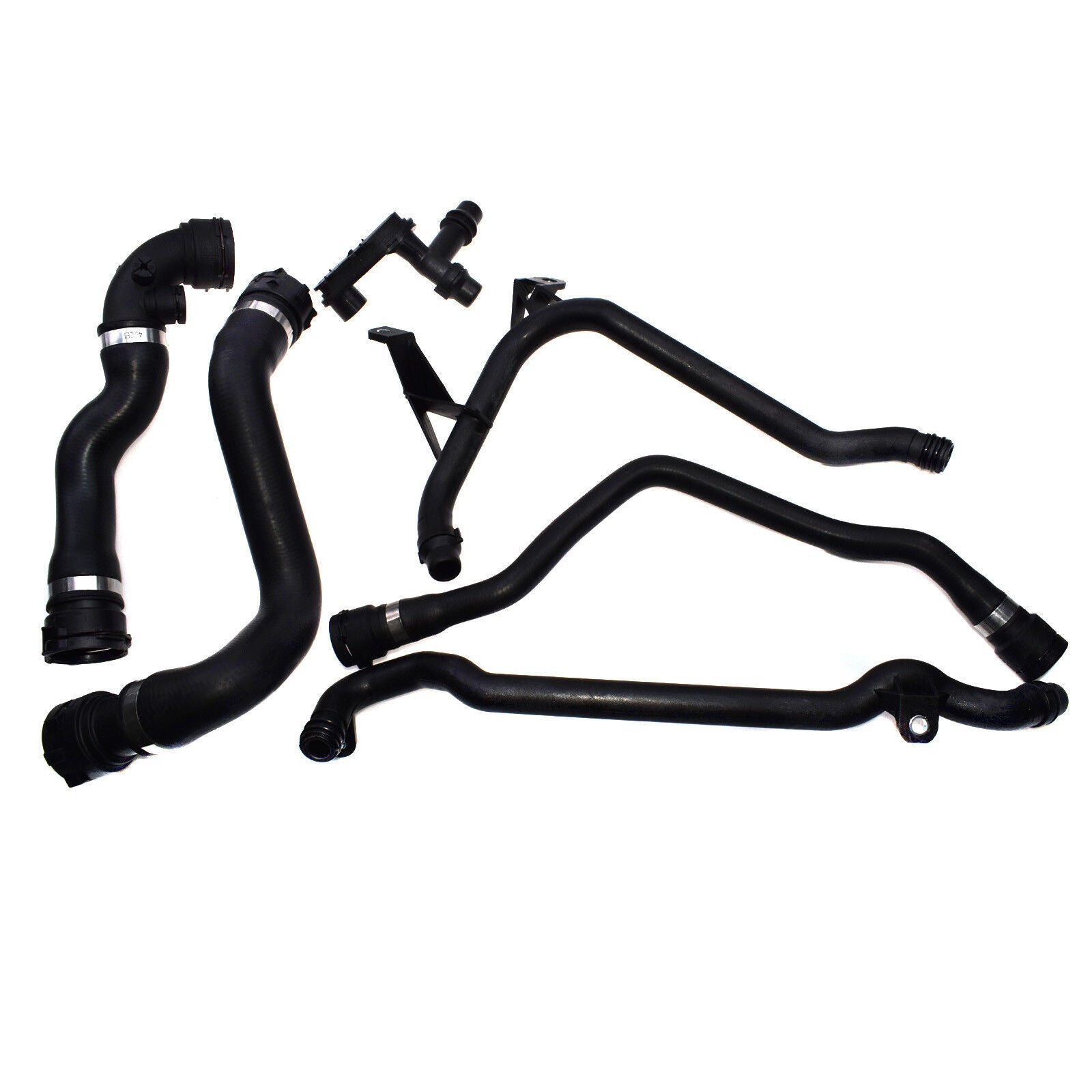 for BMW E46 6Pcs Upper Lower Thermostat Expansion Tank Water Radiator Hose Set