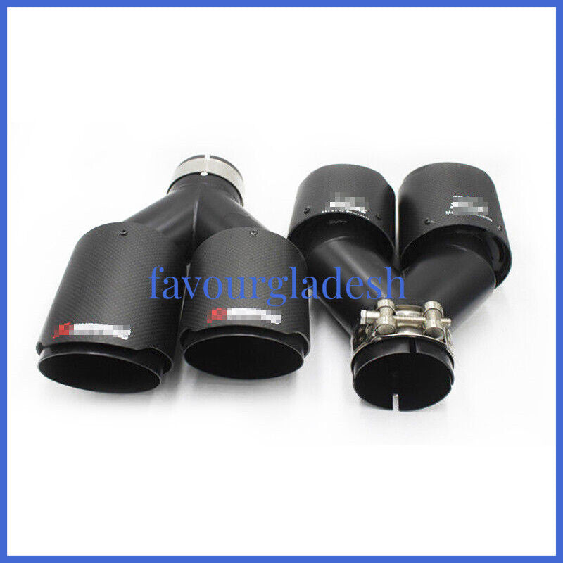 2PCS Akrapovic Real Carbon Fiber Exhaust Tip Dual Pipe ID:2.5 63mm OD:3.0 76mm