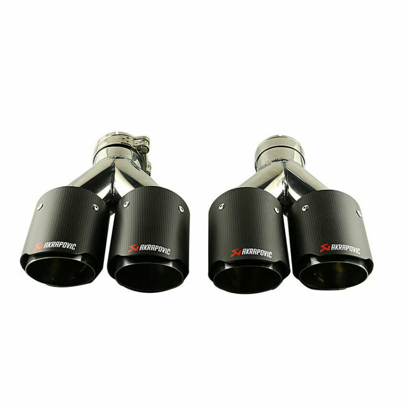 Pair For AK Carbon Fiber Exhaust Tip Dual Pipe ID:2.5 63mm OD:3 76mm Matte New