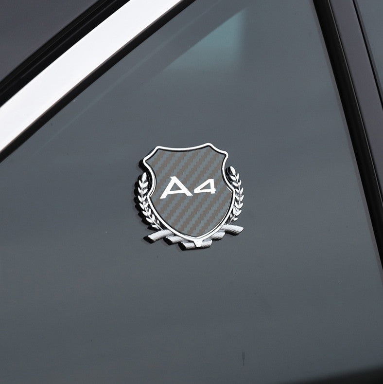 Carbon fiber decals/stamps for Audi for A4 car side fenders and windows.