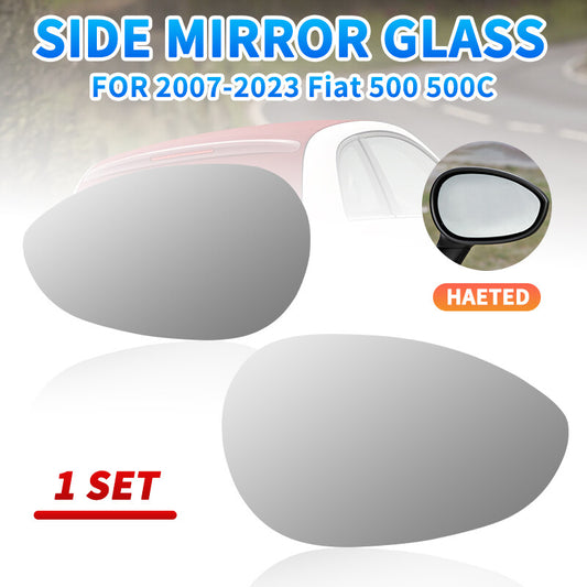 2x Wide Angle Wing Mirror Glass Left Right for 2007-2024 for FIAT 500 500c Heated