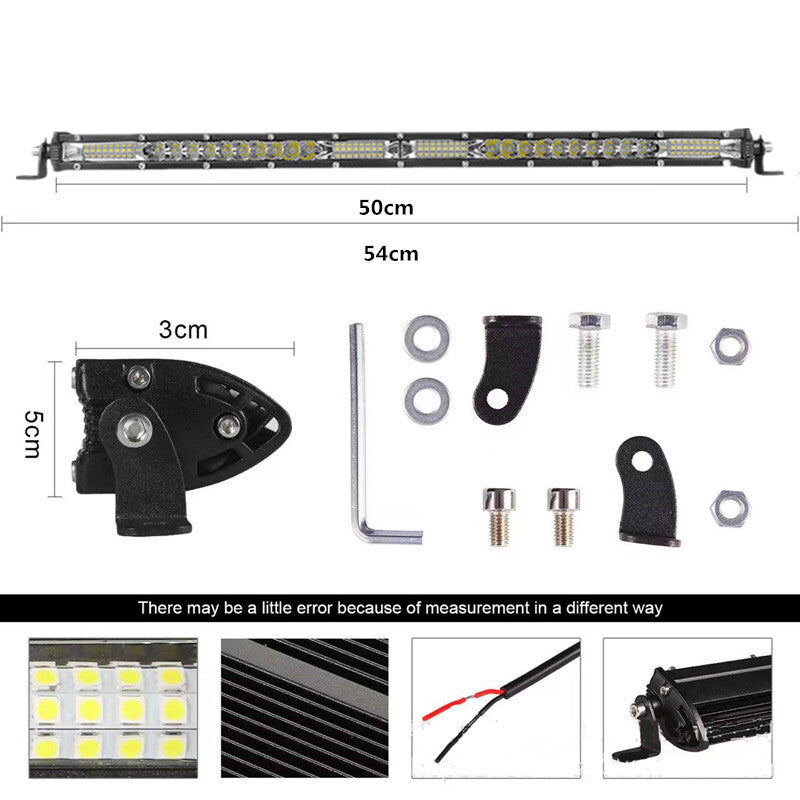 1Pcs 6D Car Slim 19Inch Led Bar Lamp Offroad Spot Flood Combo Driving Work Light