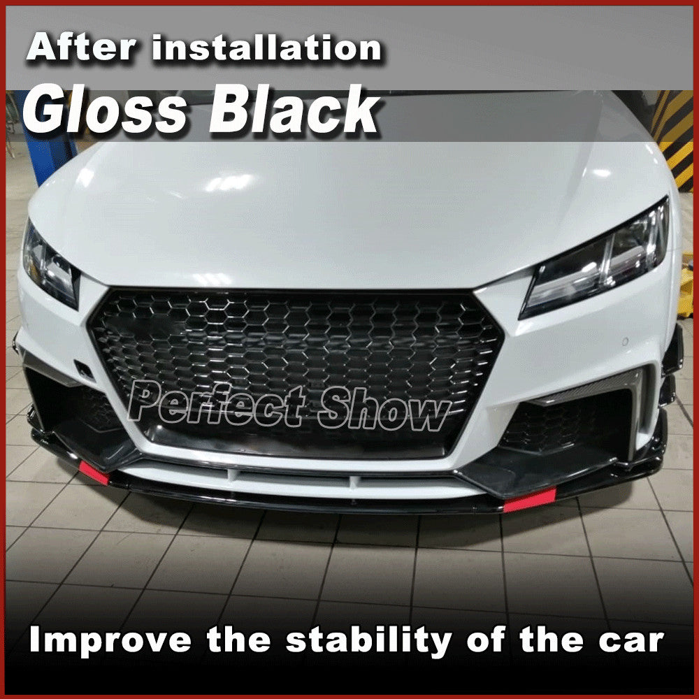 Fit for Audi TT RS TTRS 2016-2018 Gloss Black Front Bumper Fins Canards Splitter