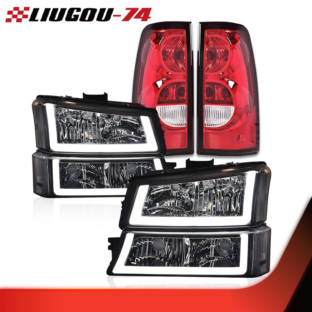 Transparent chrome headlights with LED DRLs + taillights suitable for 03-06 Silverado/Avalanche