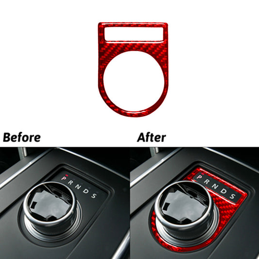Red Carbon Fiber Gear Shift Knob Frame Trim For Discovery Sport 15-19