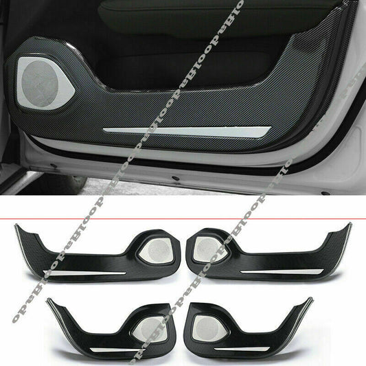 4X for Volvo S60 2019-2021 Carbon Fiber Interior Door Anti-Kick Panel Cover Trim