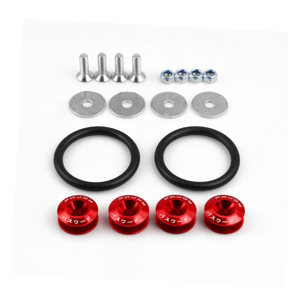 Red JDM CNC Quick Release Fasteners Car Bumpers Trunk Fender Hatch Lids Kit
