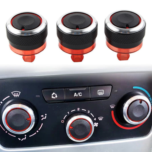 3Pcs Switch Knob Heater Buttons A/C Cover Set Heat Black Fit for Peugeot 206 207 C2