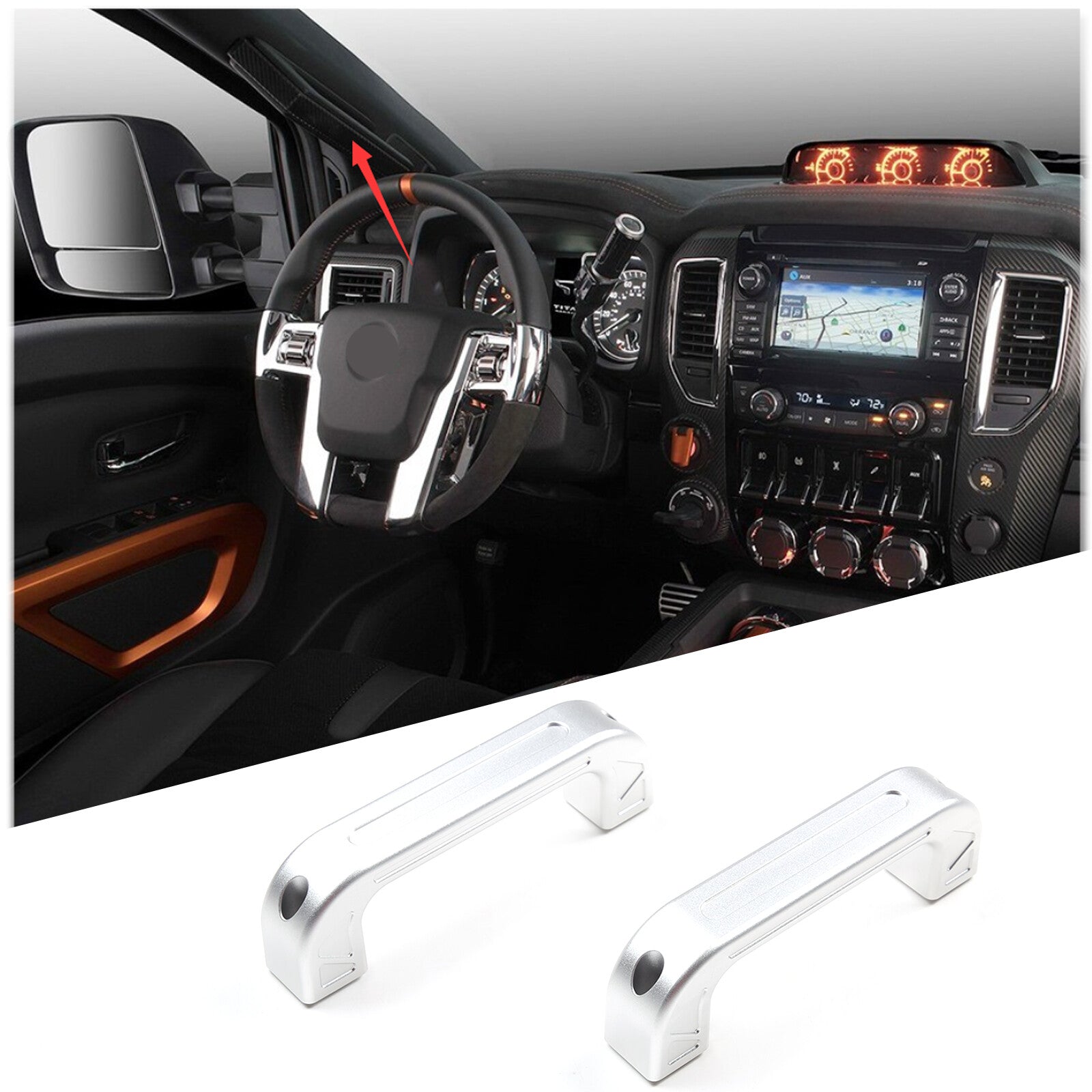 Front aluminum pillar door handle kit for Nissan Titan 2016 - 2023 (2 pieces)